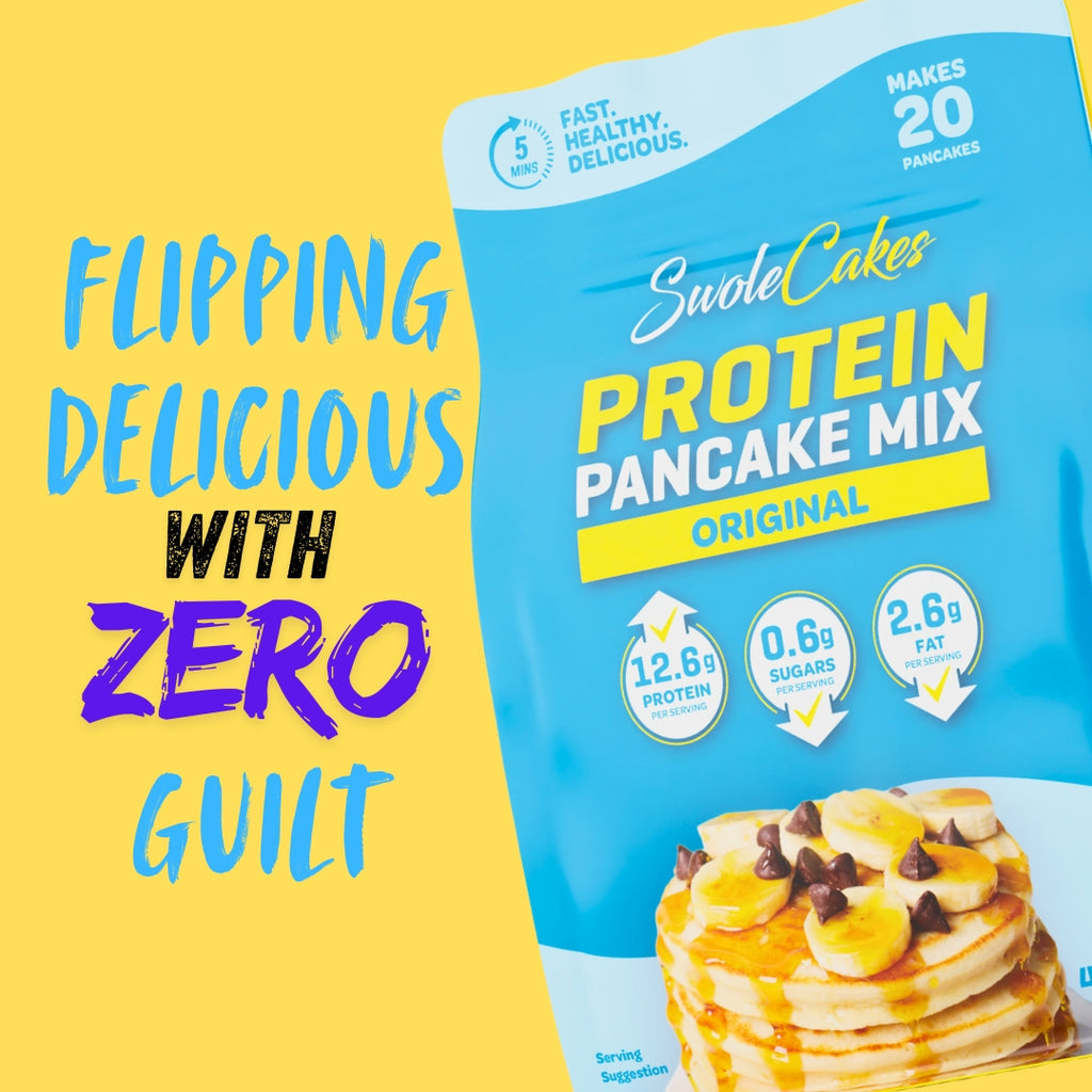 SwoleCakes NZ and Australia Protein Pancake Mix packaging.