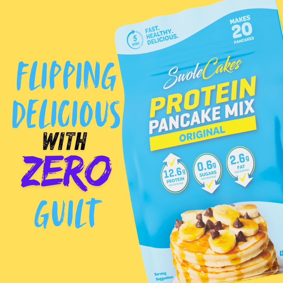 SwoleCakes NZ and Australia Protein Pancake Mix packaging.