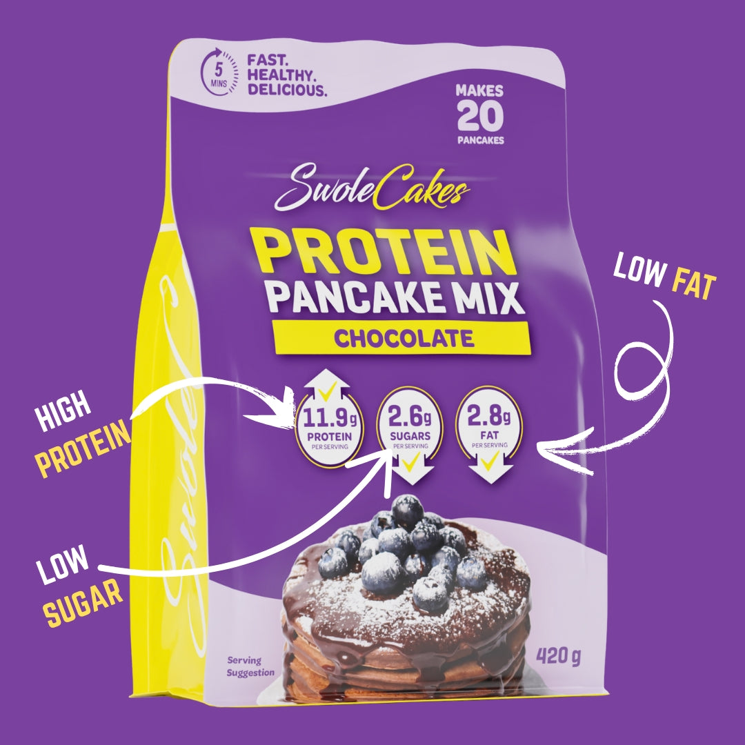 SwoleCakes New Zealand Chocolate Protein Pancake Mix packaging.