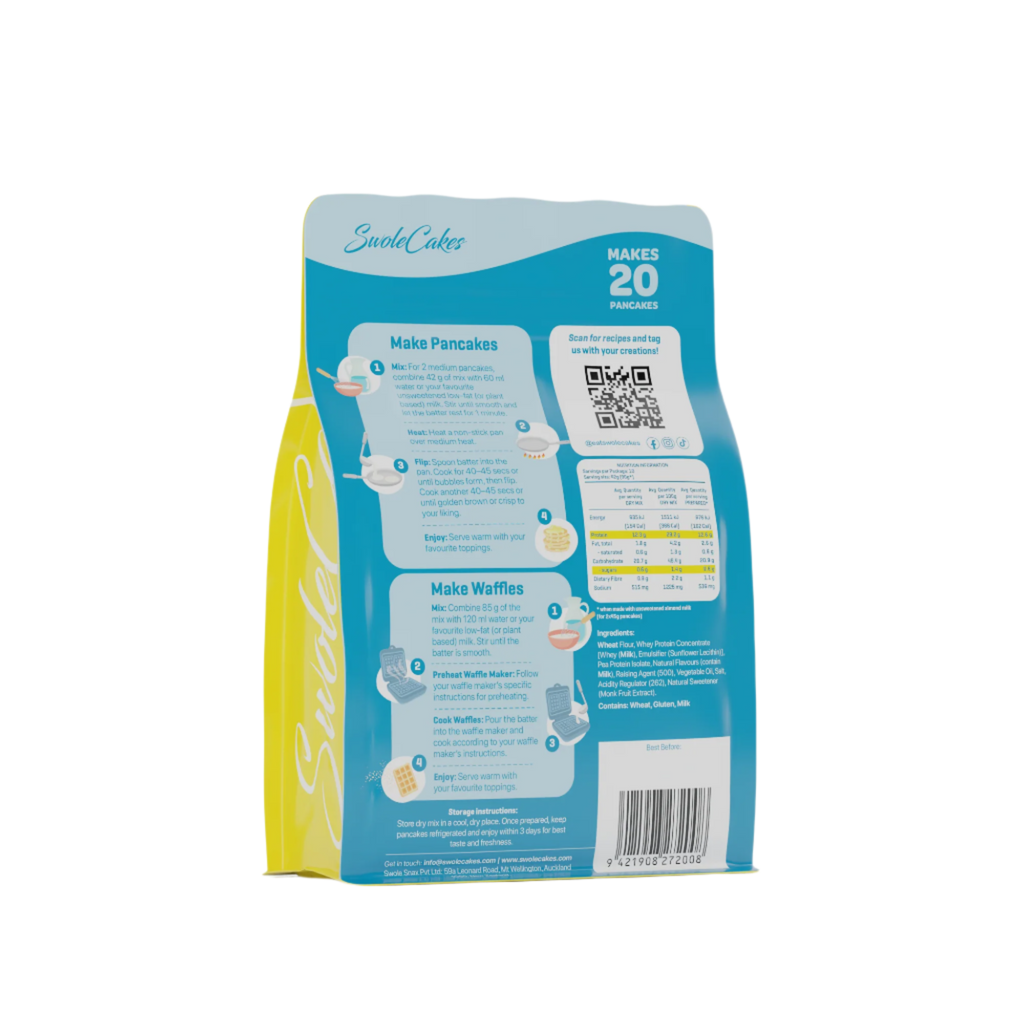 SwoleCakes New Zealand and Australia Original Flavoured Protein Pancake mix available for purchase on the SwoleCakes website with shipping. 